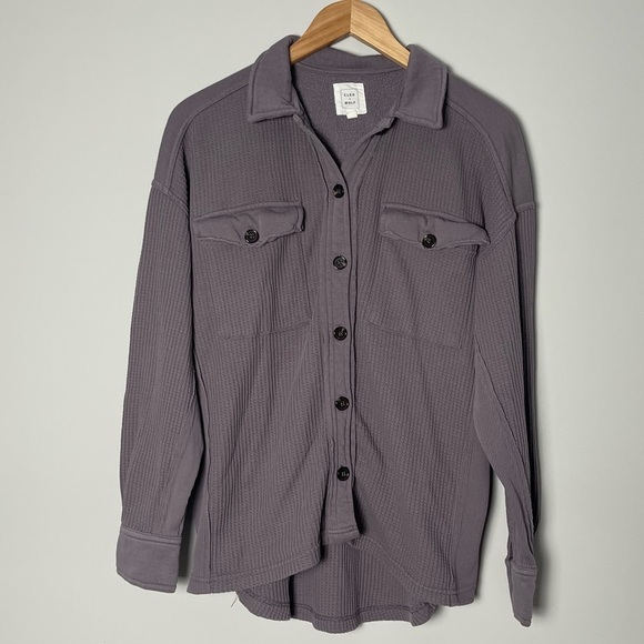 Cleo + Wolf | Oversized Knit Waffle Weave Button Up Shirt - Picture 1 of 4